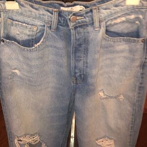 Cello Wide Leg Distressed Jean Medium Wash Denim Women’s Size 11 High Waisted